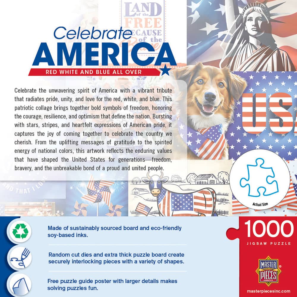 Celebrate America - Red, White, and Blue All Over 1000 Piece Jigsaw Puzzle