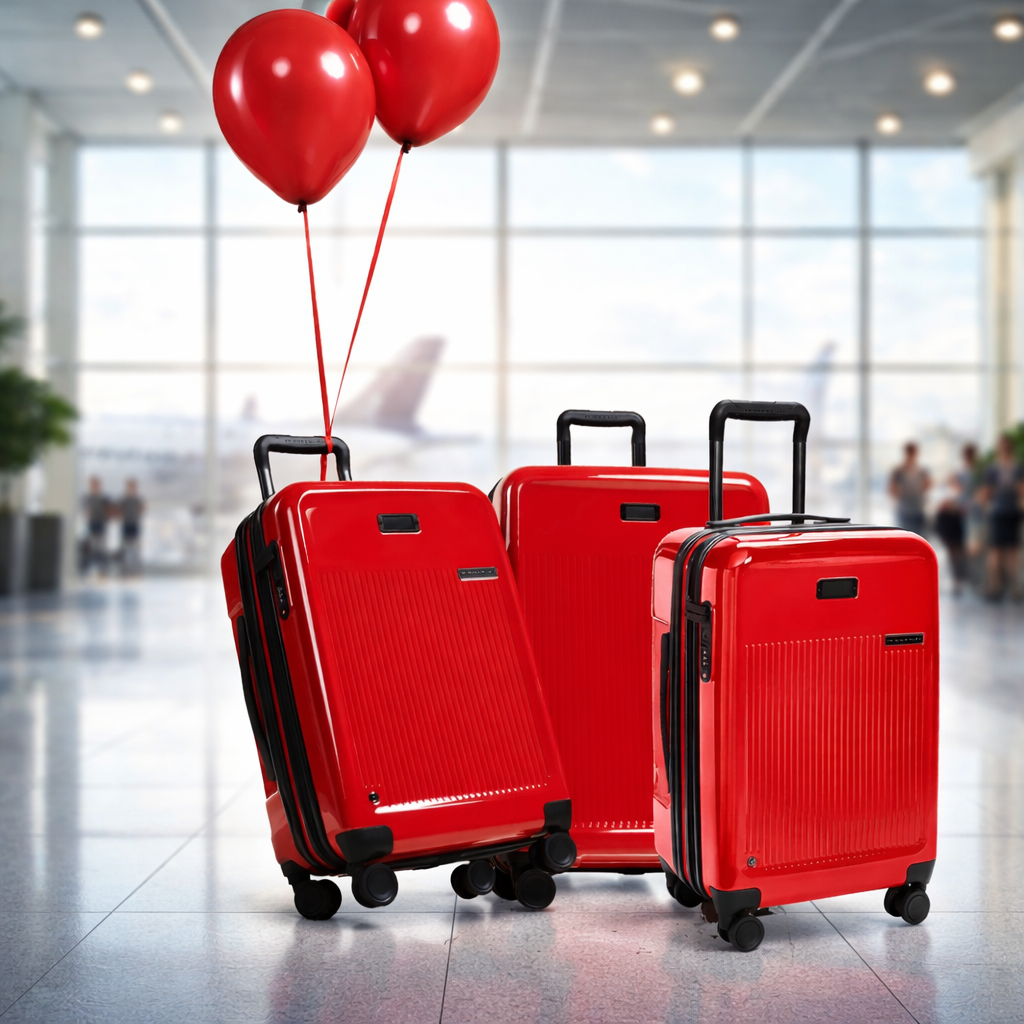 Ruby Red Sympatico - 3 Piece ( 1 medium, 2 Carry-on ) Essential Couples Hardside Set + $150 Free Gift