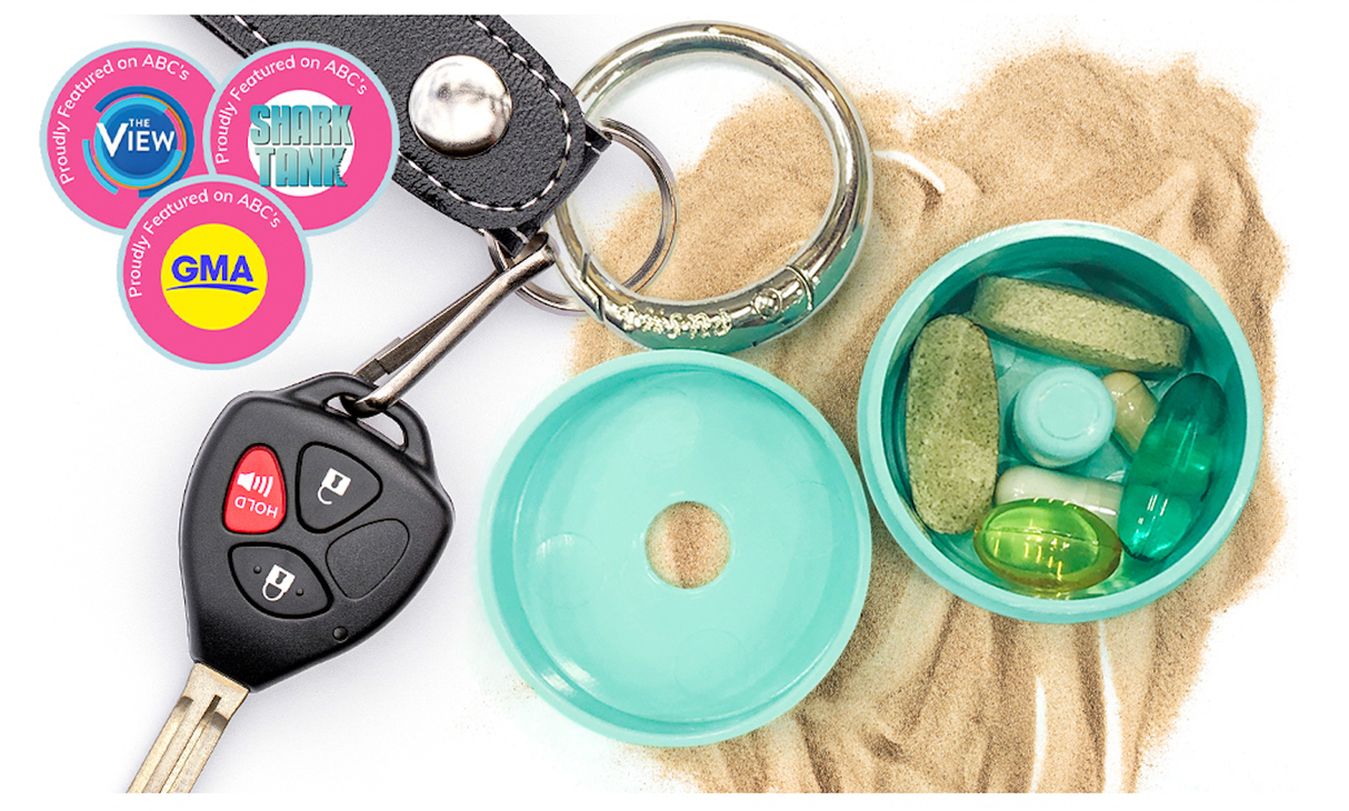 Lion Latch - Solid Colors: Traveling Jewelry Holder Storage, Pill Box Keychain Container. As Seen on Shark Tank.