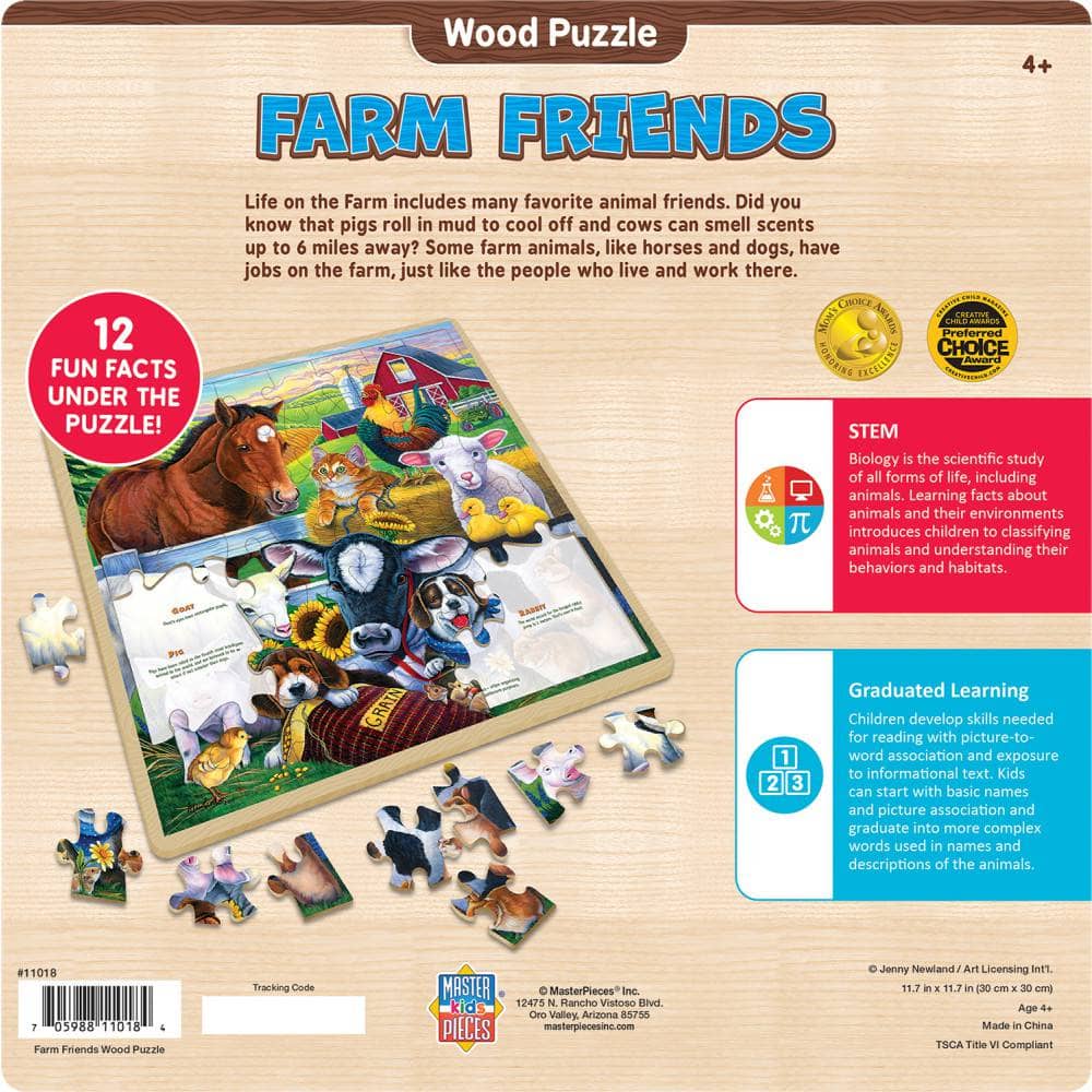 Wood Fun Facts - Farm Friends 48 Piece Wood Jigsaw Puzzle