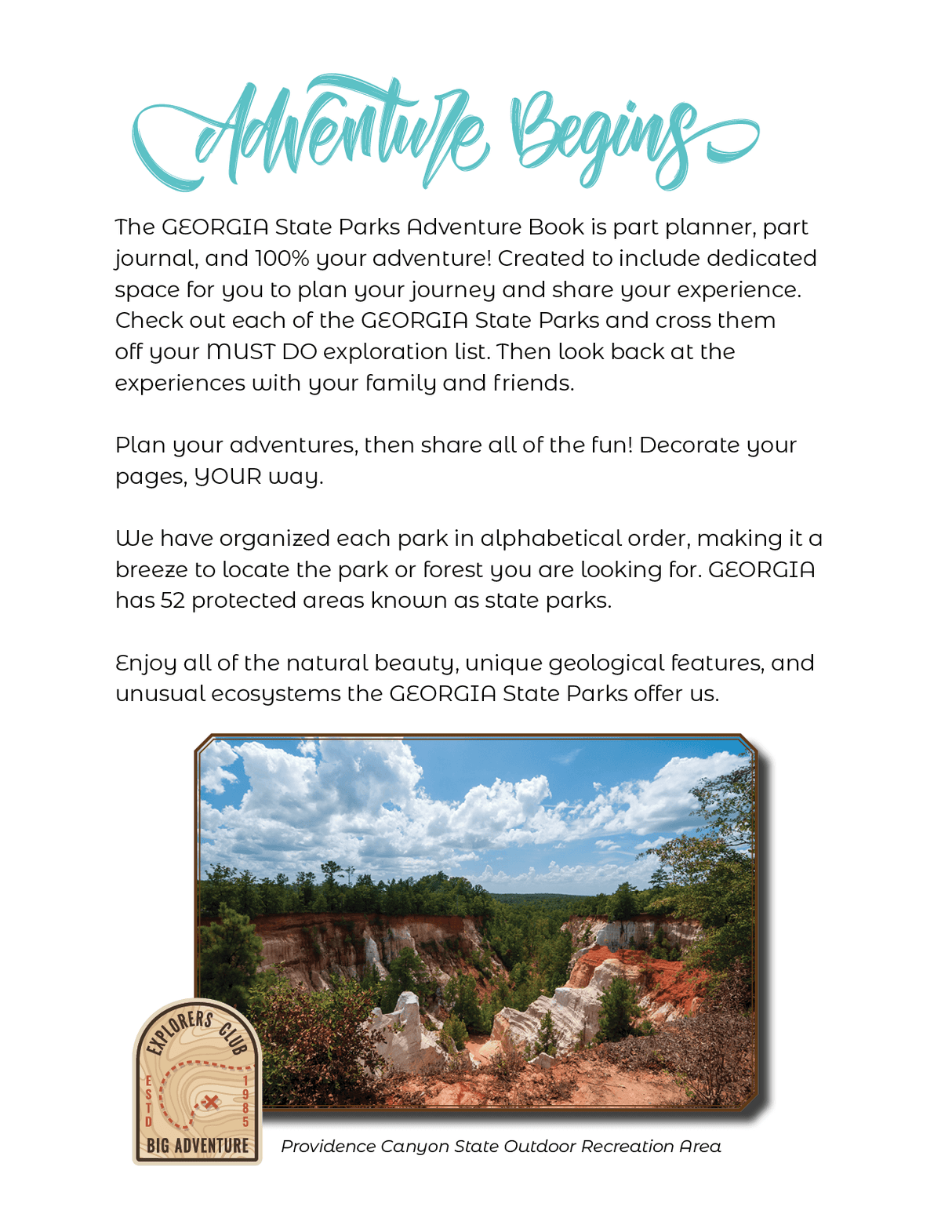 Georgia State Parks - Adventure Planning Journal