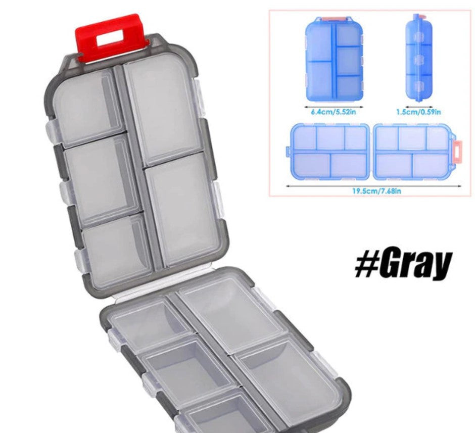 Travel Pill Organizer 10 space Box With 1000+ Free Labels Download