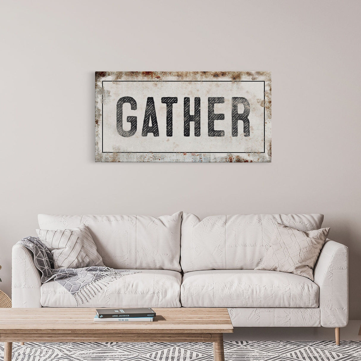 Gather Sign | Gather Wood Canvas Sign | Dining Room Sign | Large Gather Sign | Fall Sign | Gather | Framed Canvas Wood Signs | Canvas Signs