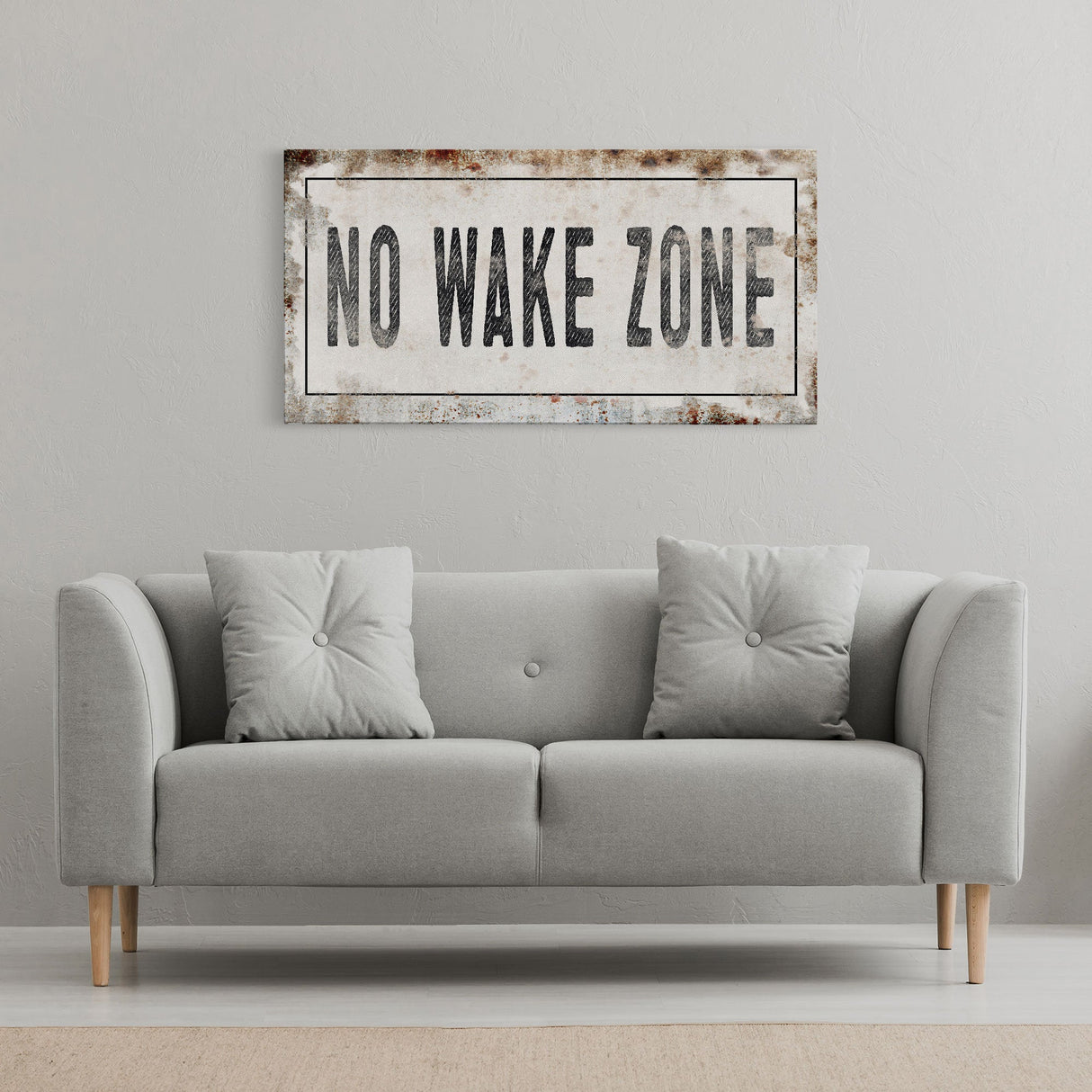 No Wake Zone Printed Canvas Rusty Sign Distressed Wall Art Cute Sign Wood Frame Wood And Canvas Sign Lakehouse Sign