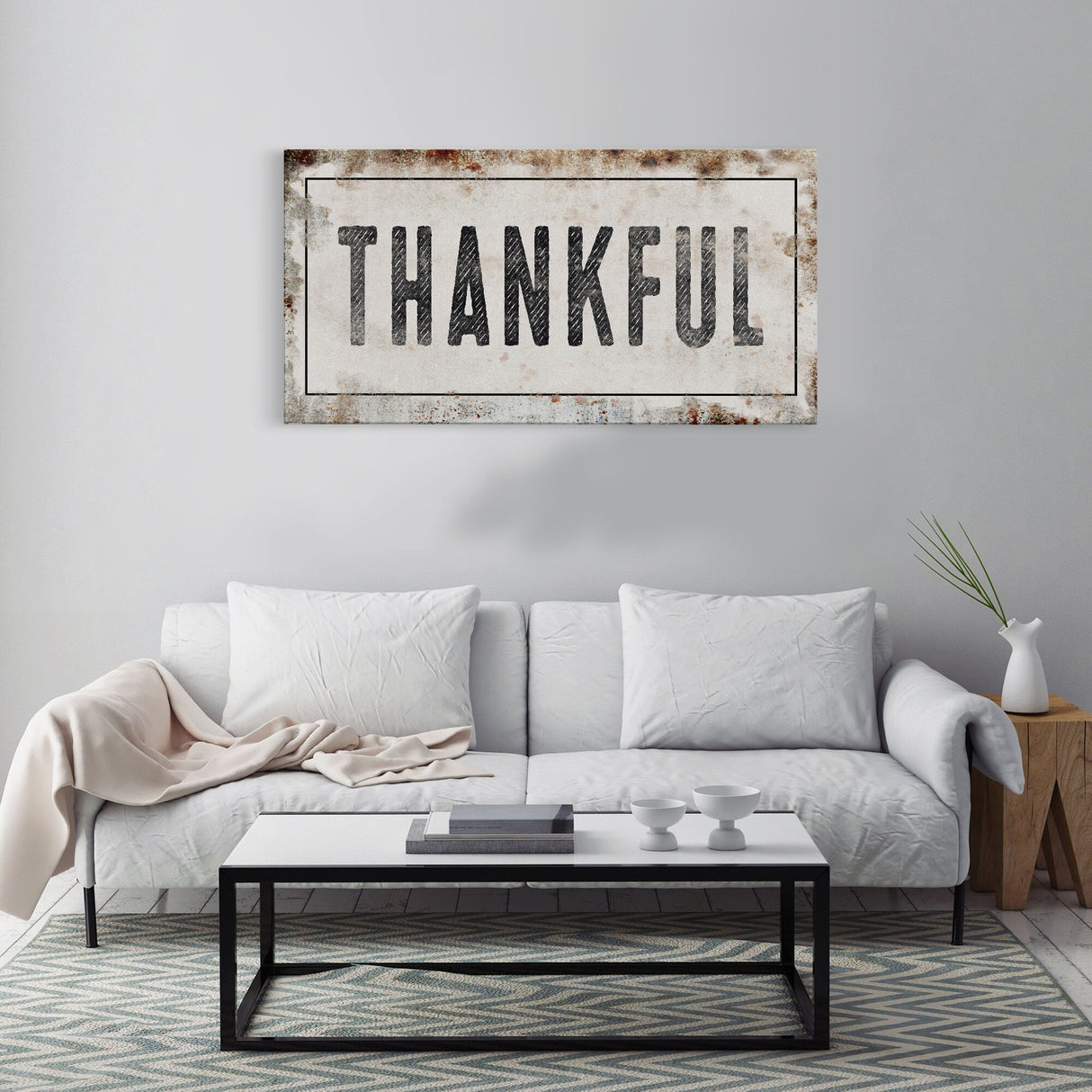 Thankful, cute farmhouse sign, framed canvas print, canvas sign, cute wall decor, living room bedroom wall art