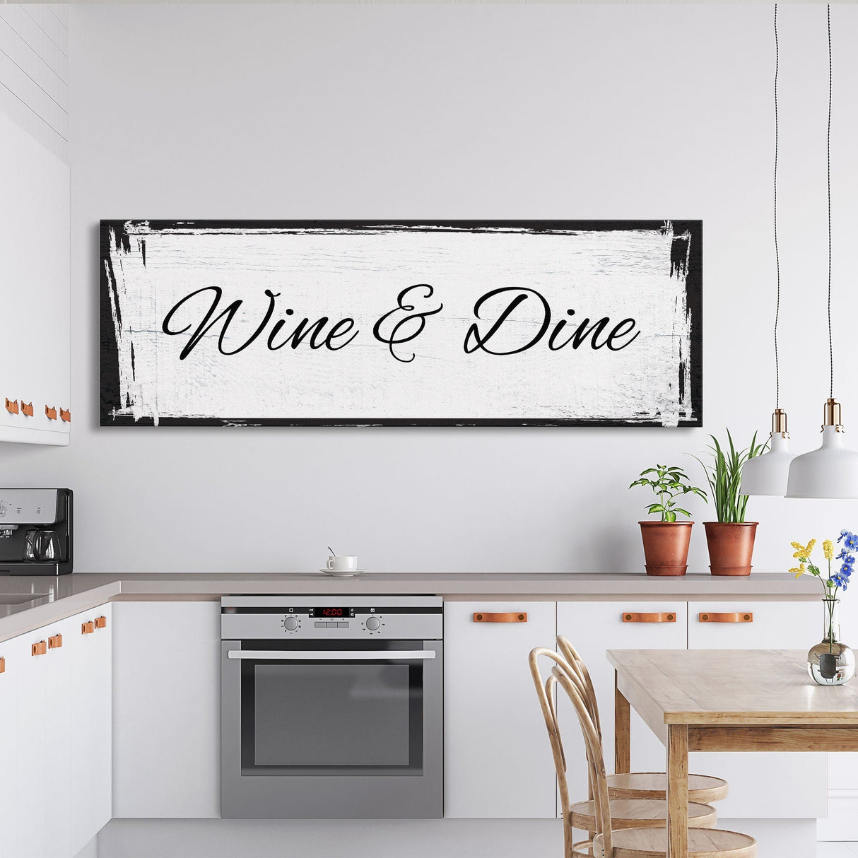 Kitchen canvas sign, wine and dine, sign for kitchen, kitchen wall art, wine sign, kitchen decor