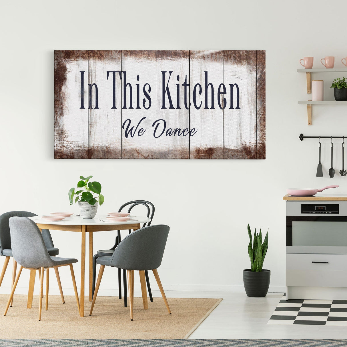 In This Kitchen We Dance Sign Kitchen Canvas Sign Wood Signs Farmhouse Kitchen Signs Wooden Signs Kitchen Decor Modern Farmhouse