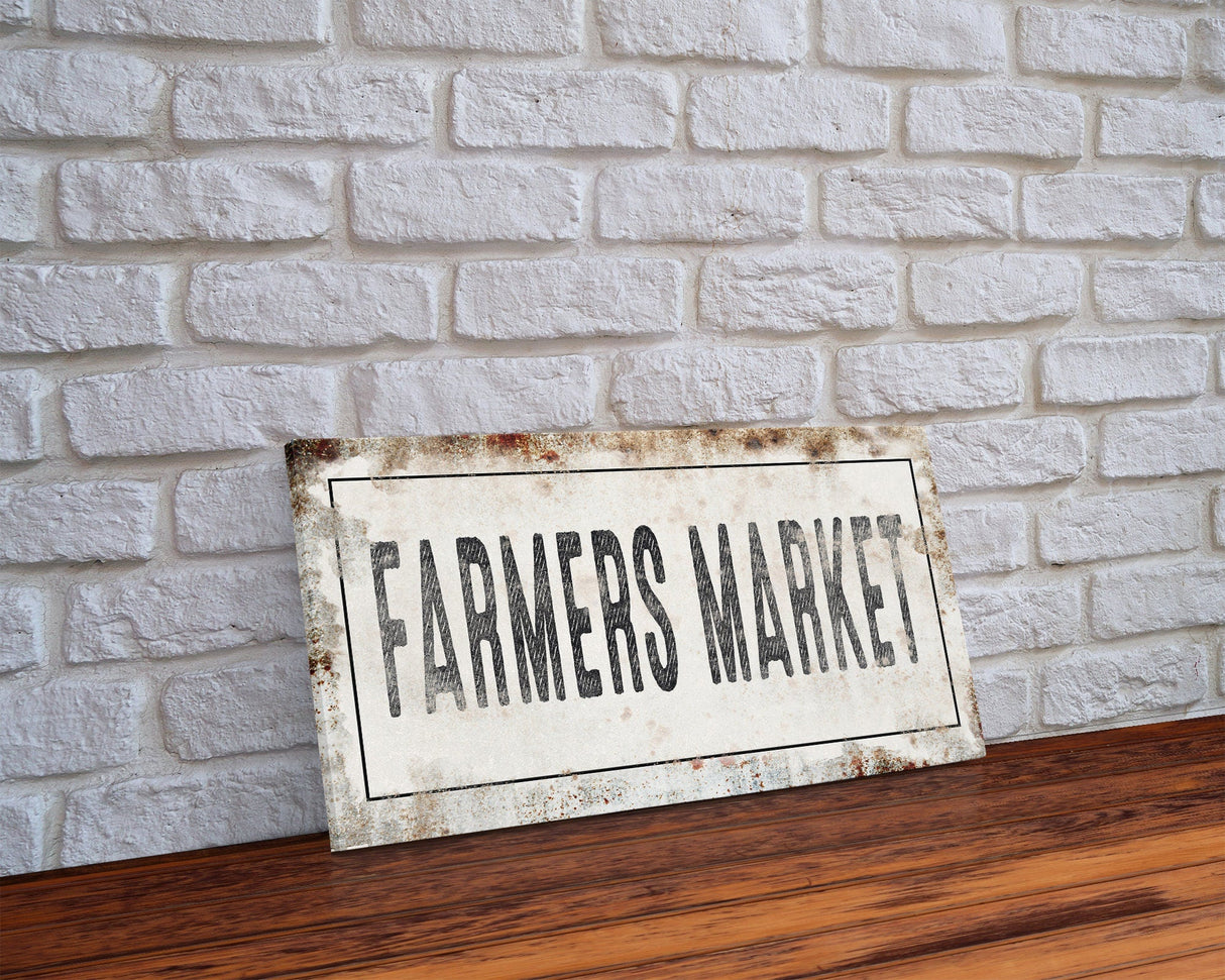 Farmer's Market Printed Canvas Sign Rusty Sign Distressed Wall Art Farmer's Market Cute Kitchen Sign