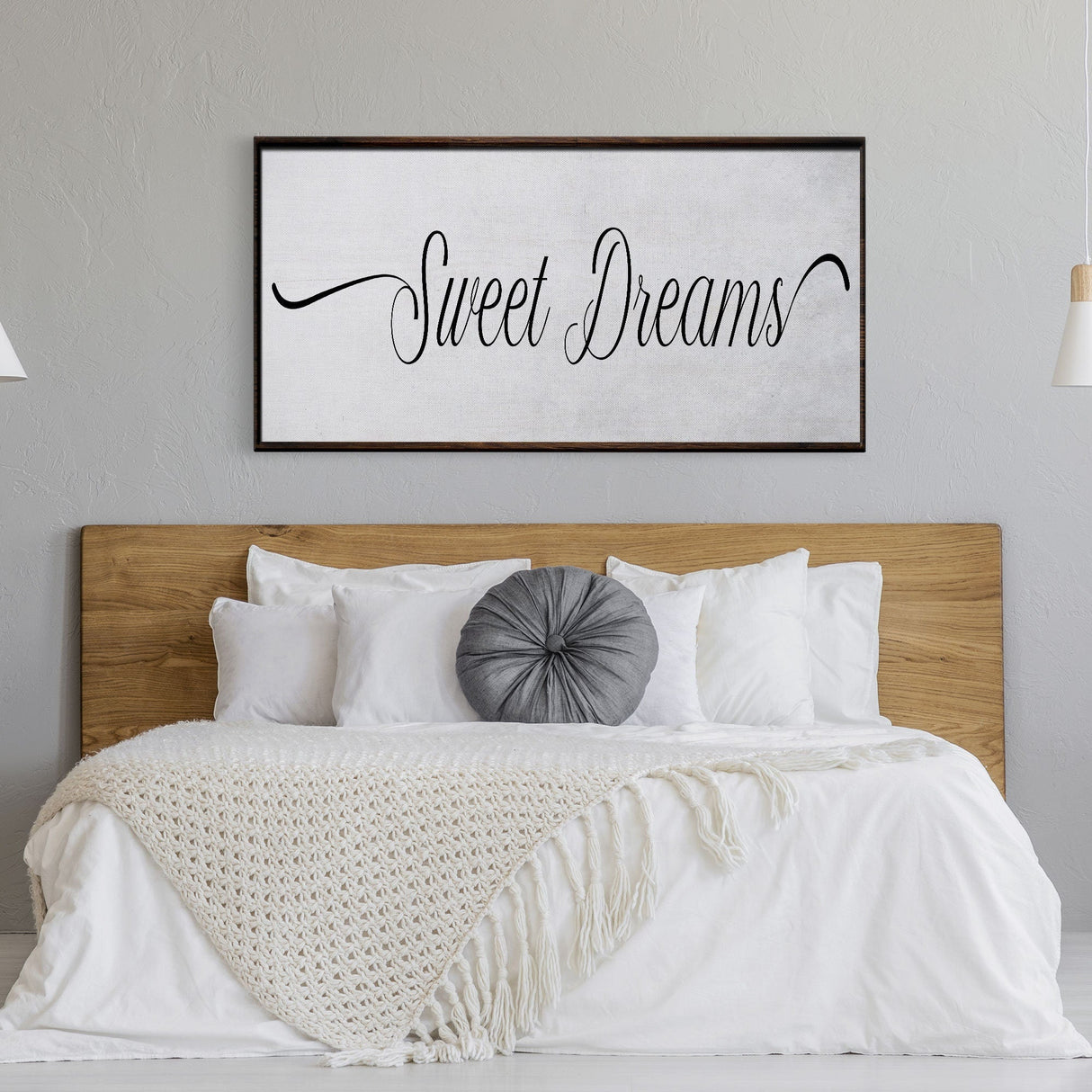 Sweet Dreams Sign, Large Bedroom Wall Decor over the Bed, Farmhouse Decor, Wall Art Decor, Canvas Print, Bedroom Wall Decor