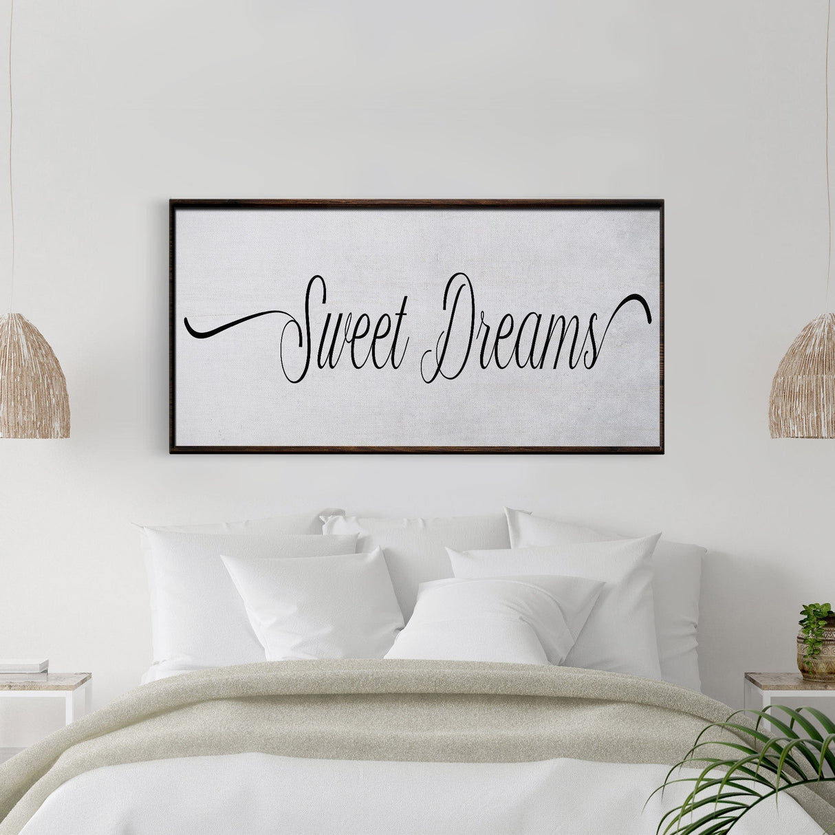 Sweet Dreams Sign, Large Bedroom Wall Decor over the Bed, Farmhouse Decor, Wall Art Decor, Canvas Print, Bedroom Wall Decor