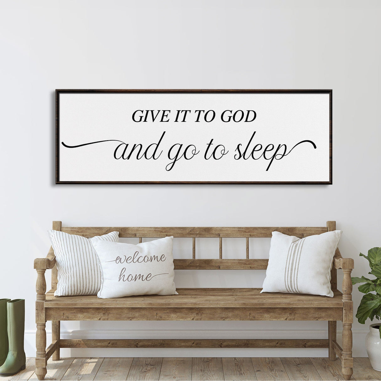 master bedroom sign, give it to God and go to sleep, master bedroom decor, wall decor, bedroom wall art, wood and canvas signs, living room