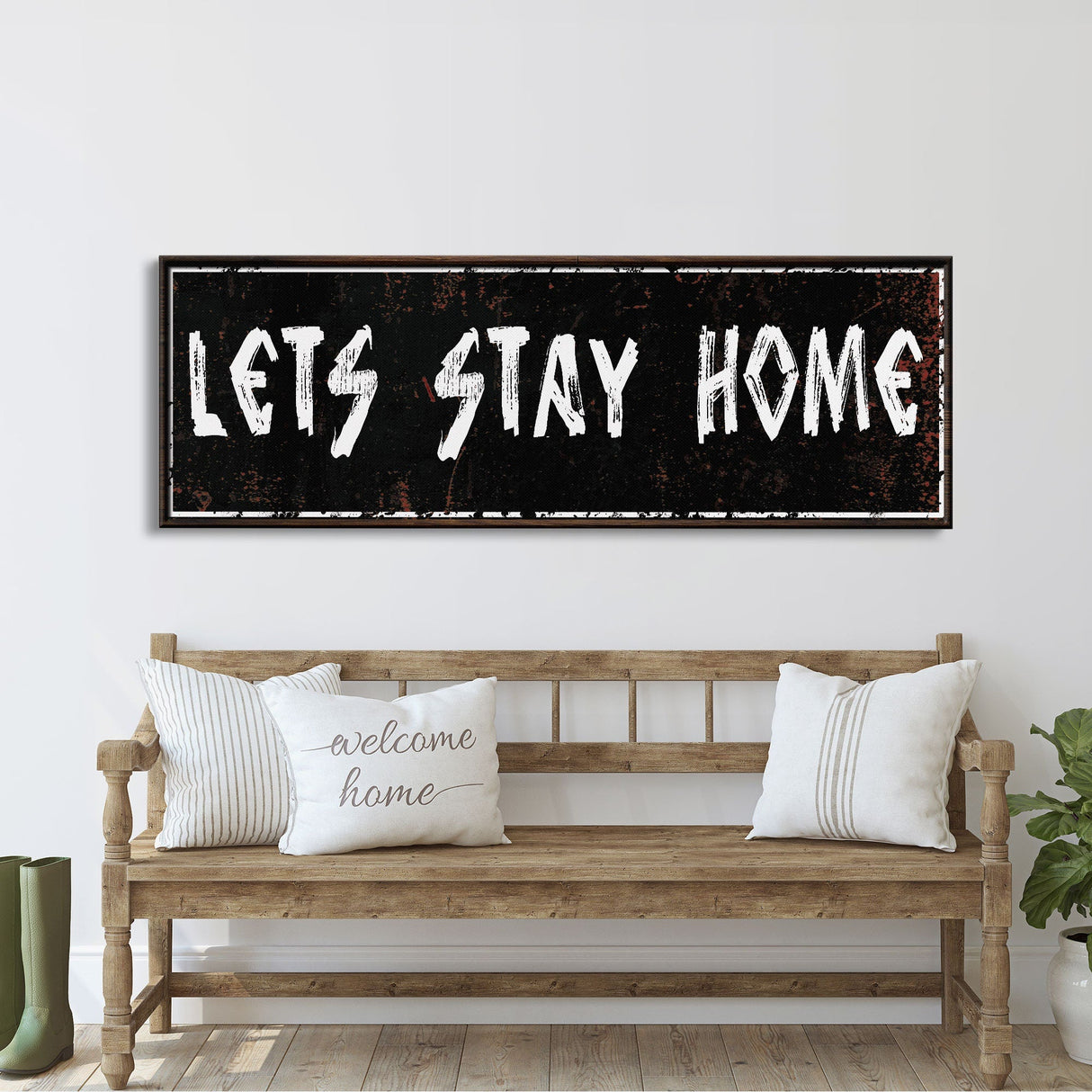 let's stay home sign, farmhouse canvas and wood signs, wooden signs for home, living room wall decor, home wall decor, farmhouse wall art