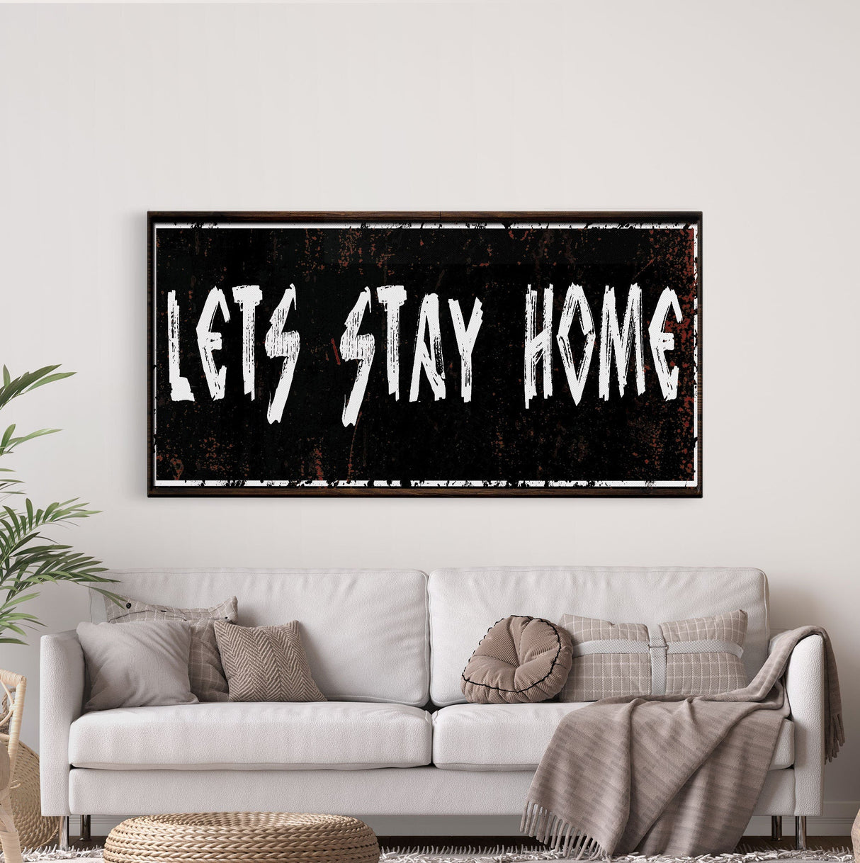let's stay home sign, farmhouse canvas and wood signs, wooden signs for home, living room wall decor, home wall decor, farmhouse wall art