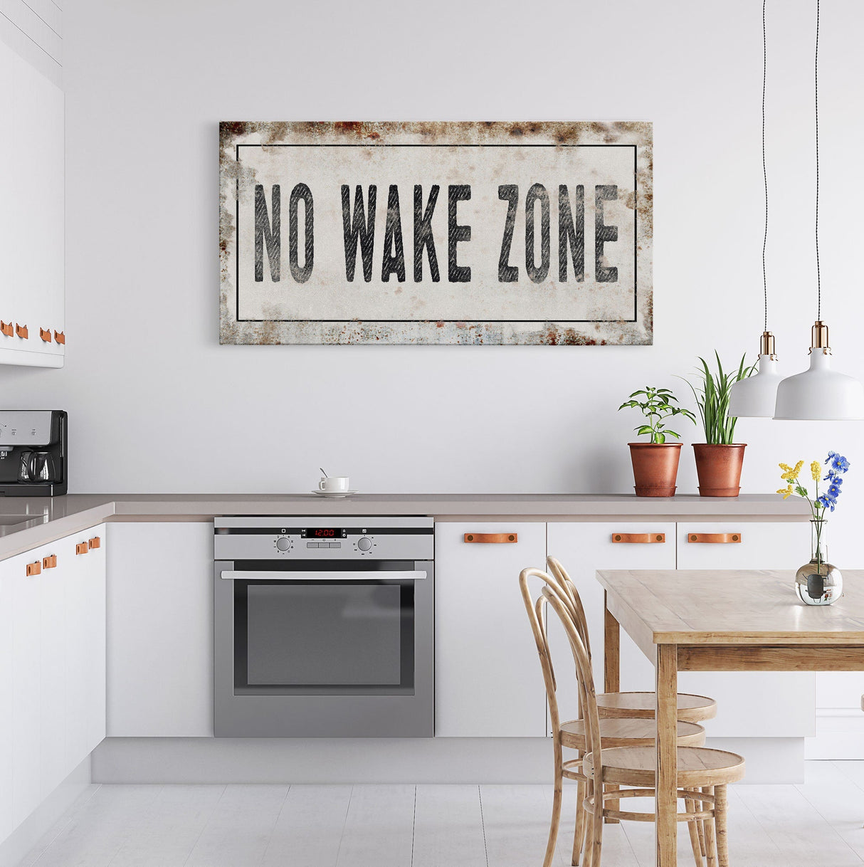 No Wake Zone Sign, Canvas Print, Framed Sign, Sign Above Bed For Lake House, Nursery Decor, Lake Wall Art
