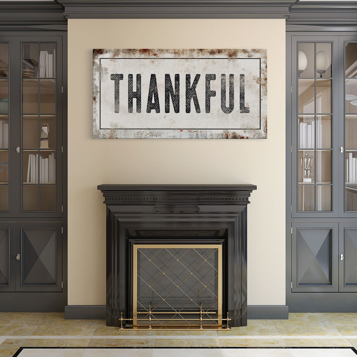 Thankful, cute farmhouse sign, framed canvas print, canvas sign, cute wall decor, living room bedroom wall art
