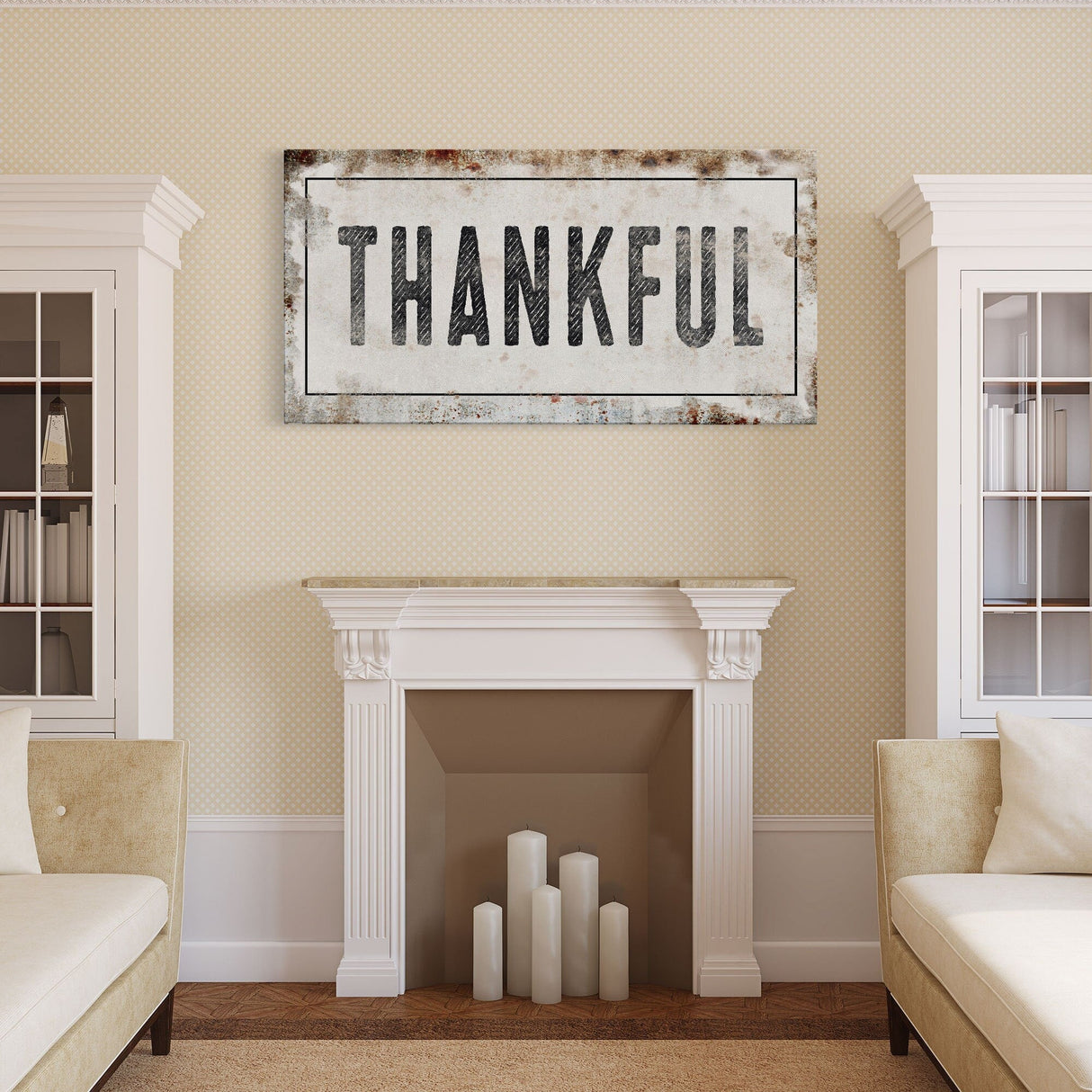 Thankful, cute farmhouse sign, framed canvas print, canvas sign, cute wall decor, living room bedroom wall art
