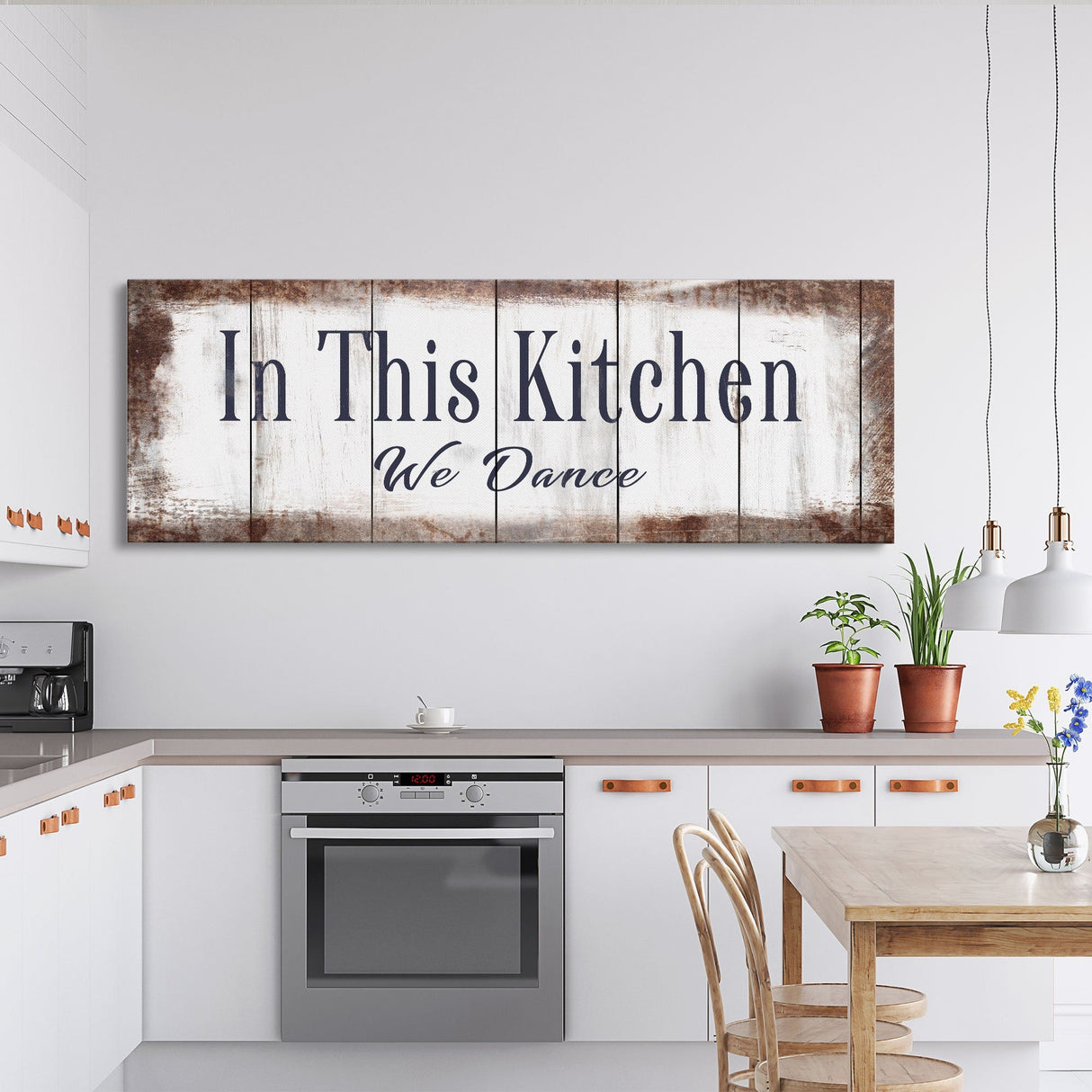 In This Kitchen We Dance Sign Kitchen Canvas Sign Wood Signs Farmhouse Kitchen Signs Wooden Signs Kitchen Decor Modern Farmhouse