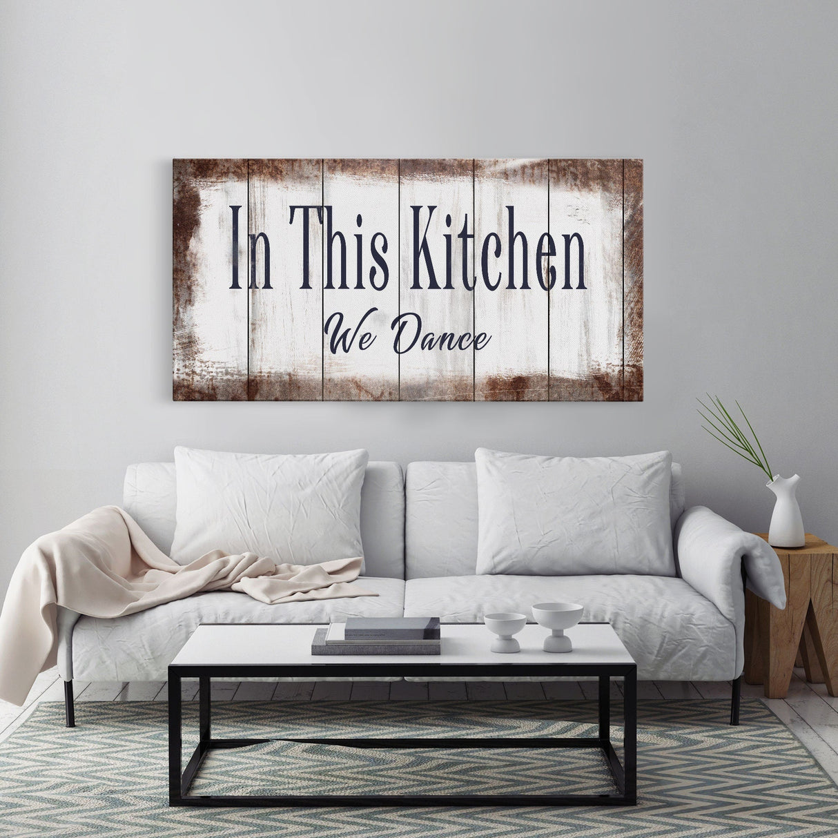 In This Kitchen We Dance Sign Kitchen Canvas Sign Wood Signs Farmhouse Kitchen Signs Wooden Signs Kitchen Decor Modern Farmhouse