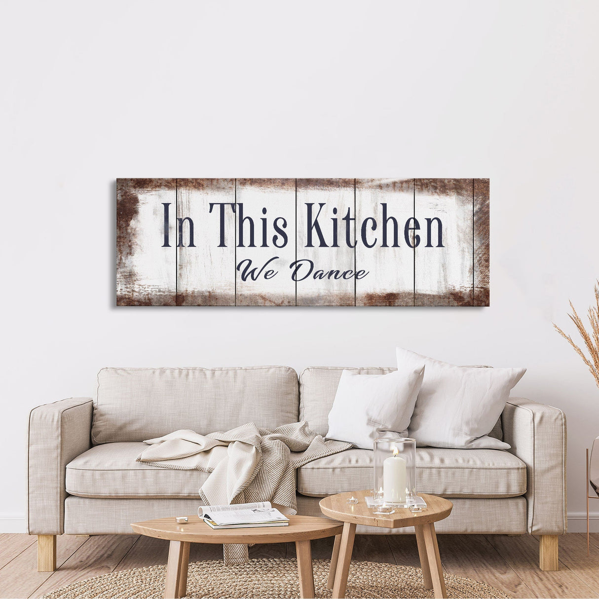 In This Kitchen We Dance Sign Kitchen Canvas Sign Wood Signs Farmhouse Kitchen Signs Wooden Signs Kitchen Decor Modern Farmhouse