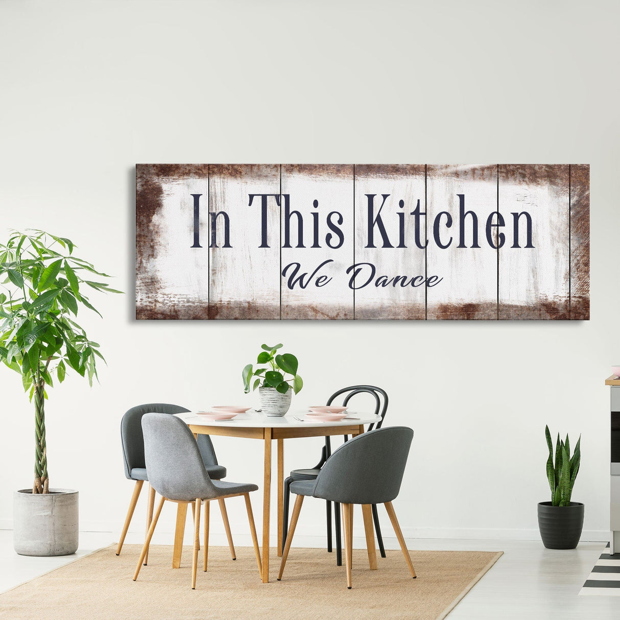 In This Kitchen We Dance Sign Kitchen Canvas Sign Wood Signs Farmhouse Kitchen Signs Wooden Signs Kitchen Decor Modern Farmhouse
