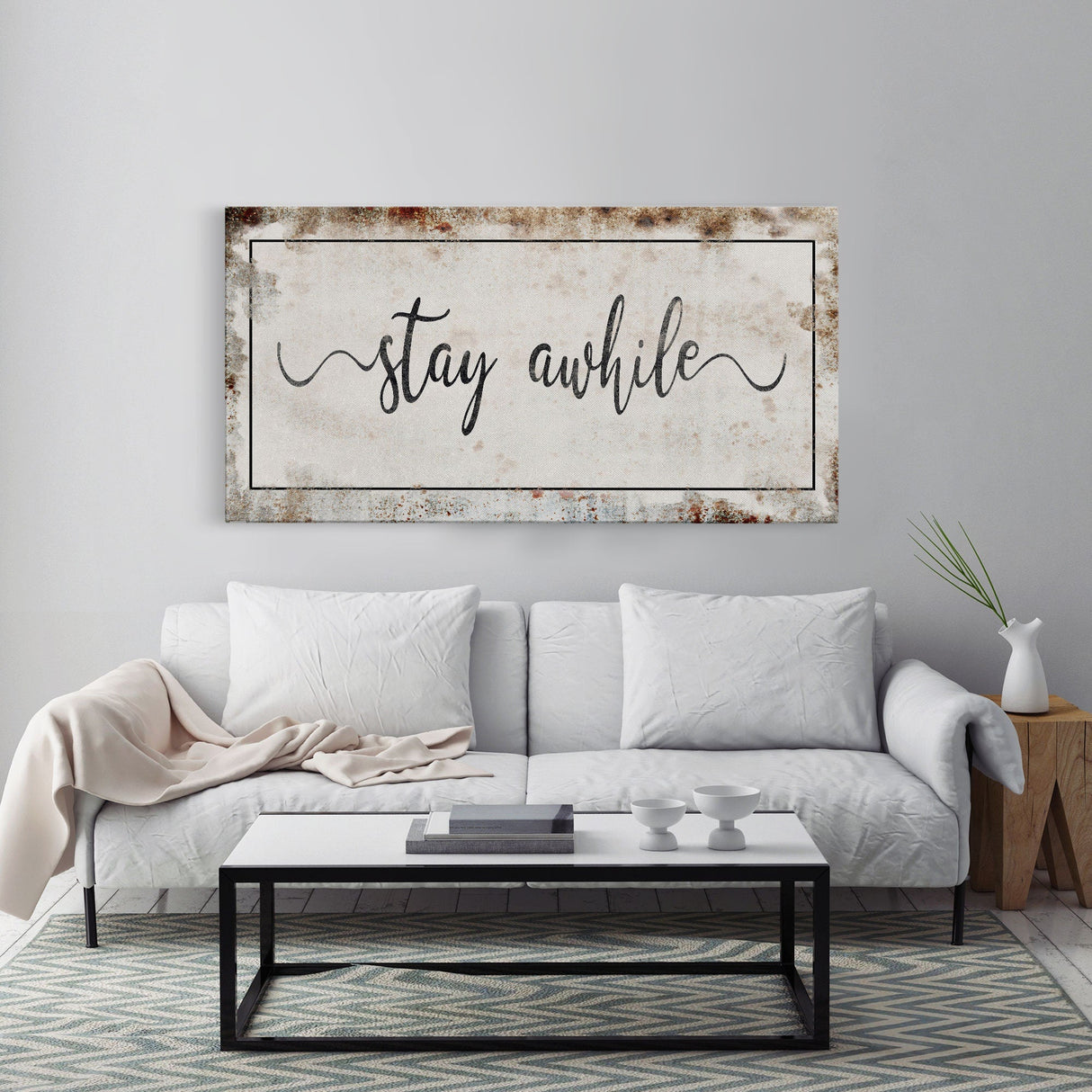 Stay awhile sign, Stay Awhile Canvas Print, Living Room Signs, Living room wall decor, Entryway Wood sign, wooden signs, guest room art