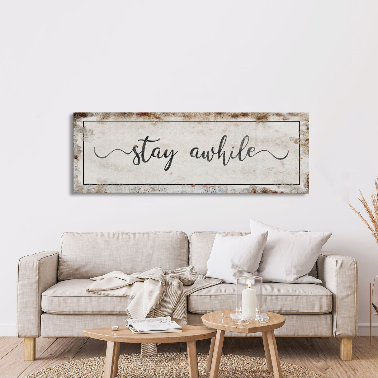 Stay awhile sign, Stay Awhile Canvas Print, Living Room Signs, Living room wall decor, Entryway Wood sign, wooden signs, guest room art