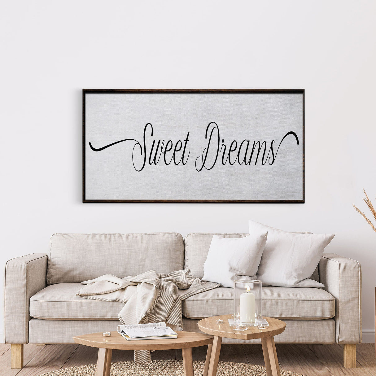 Sweet Dreams Sign, Large Bedroom Wall Decor over the Bed, Farmhouse Decor, Wall Art Decor, Canvas Print, Bedroom Wall Decor