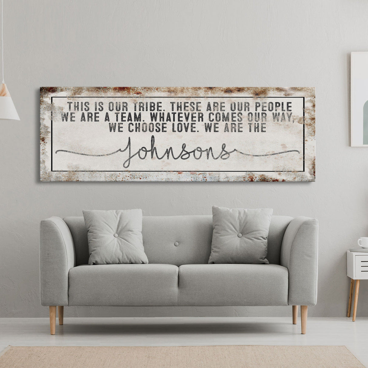 Last name sign canvas print, family name sign, our tribe sign, family wall decor, kitchen sign, inspirational quote, living room sign