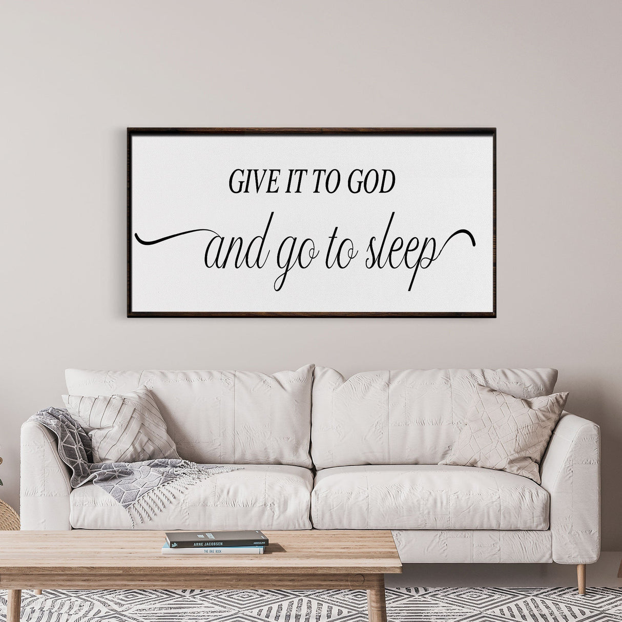 master bedroom sign, give it to God and go to sleep, master bedroom decor, wall decor, bedroom wall art, wood and canvas signs, living room