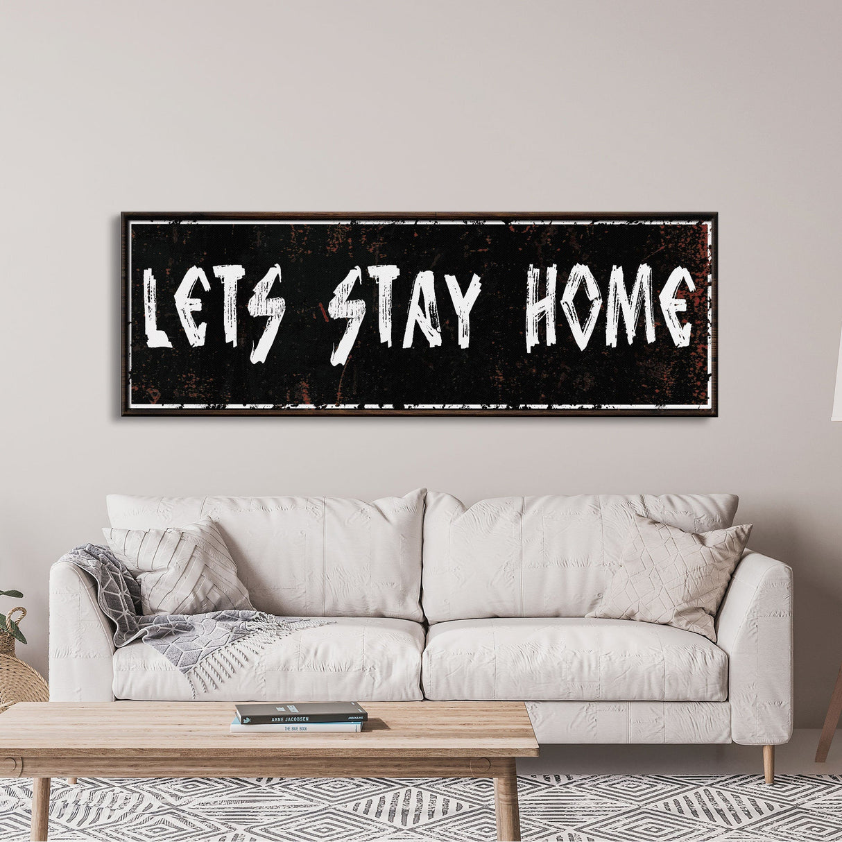 let's stay home sign, farmhouse canvas and wood signs, wooden signs for home, living room wall decor, home wall decor, farmhouse wall art