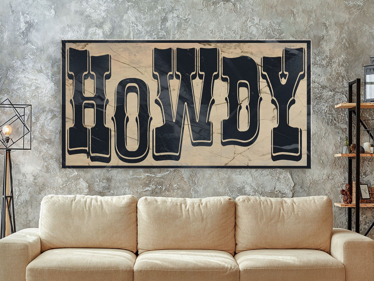 Howdy Typography Wall Art Print, Midwest Decor, Southwestern Wall Art, Canvas Print or Poster, Modern Design, Southern Home Art, Ranch Art