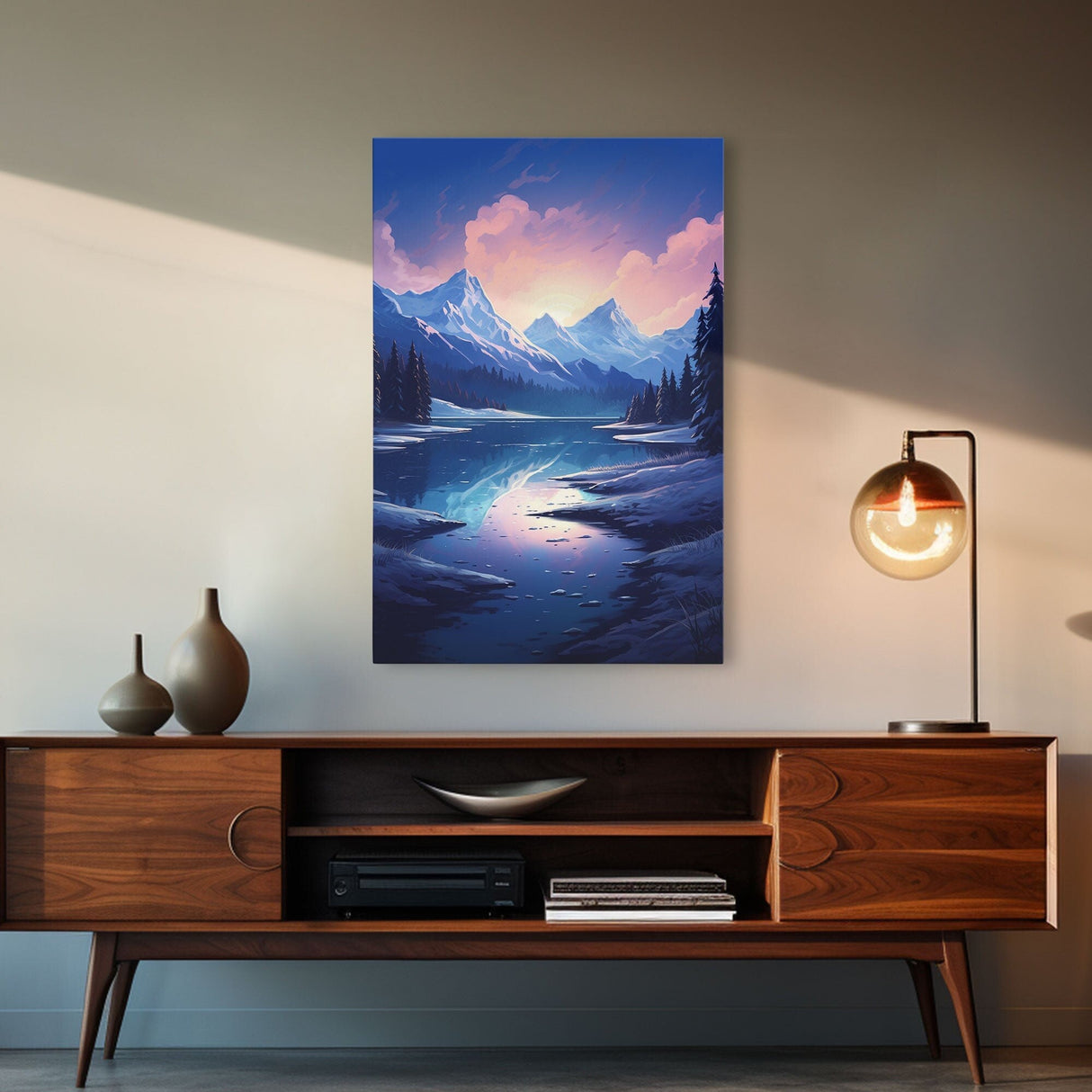 Mountains Wall Art, Trees Wall Art, Water Reflection, River Wall Art, Canvas Print, Wall Art, Vertical Art, Travel Print, Entryway Prints