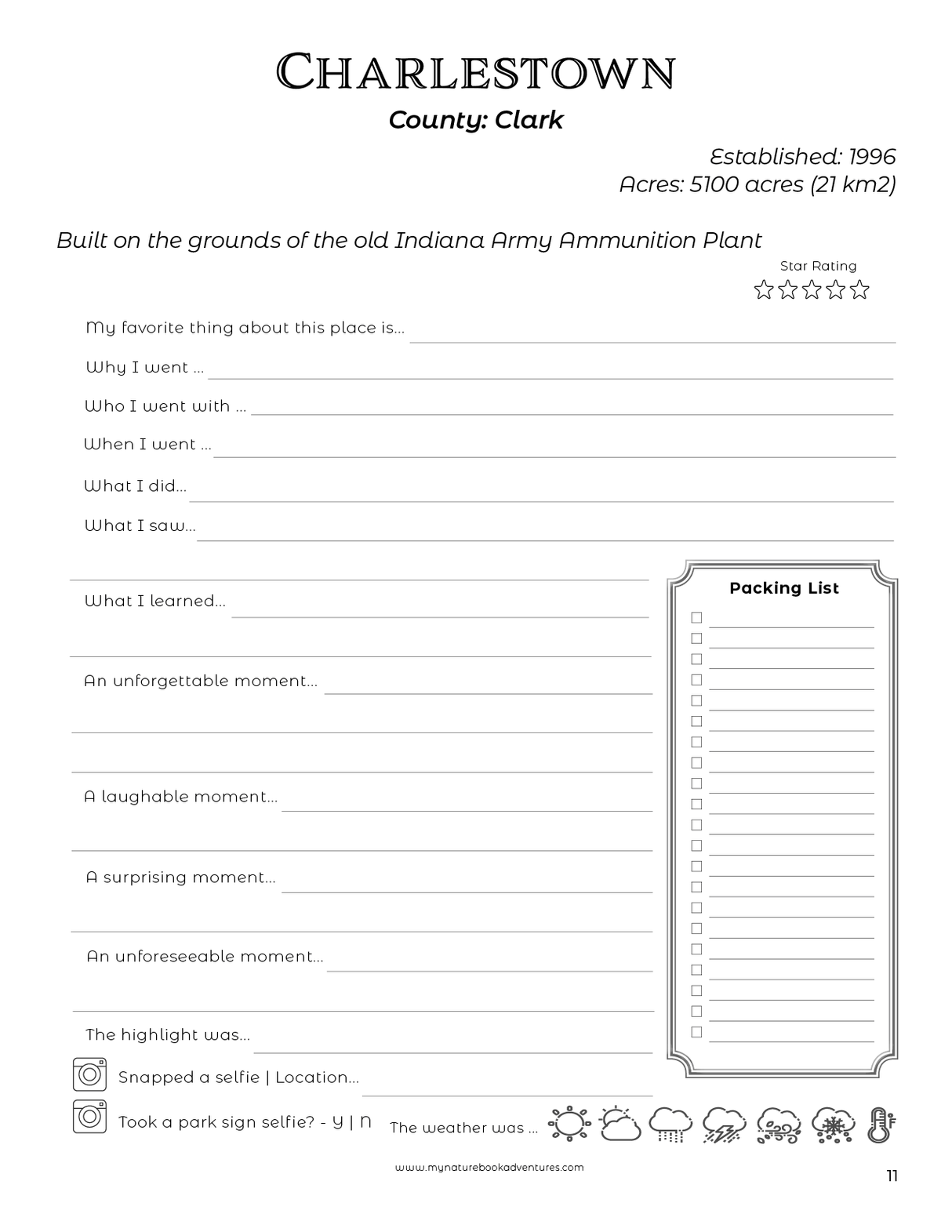 Indiana State Parks - Adventure Planning Journal