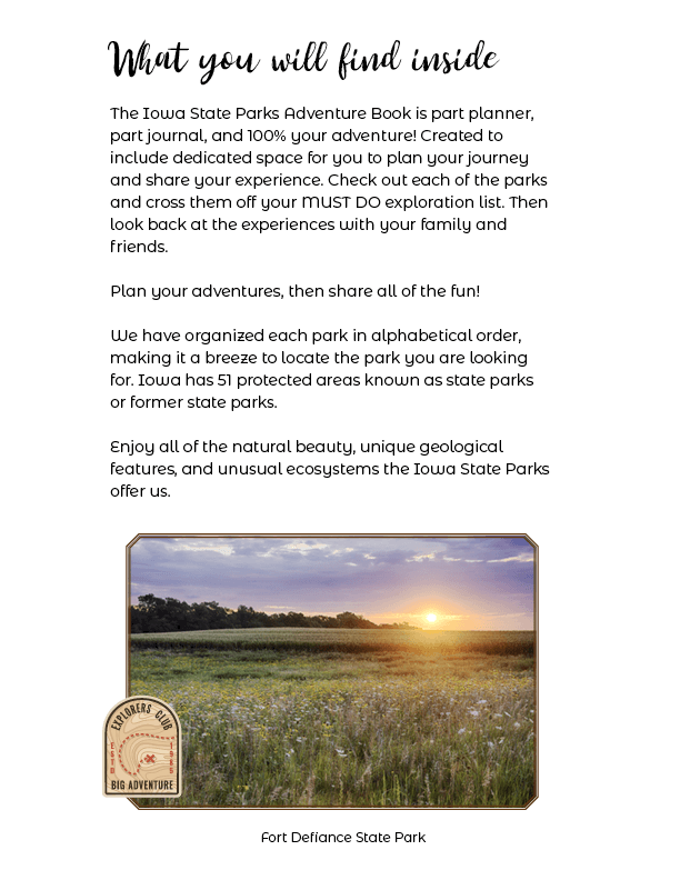 Iowa State Parks - Adventure Planning Journal