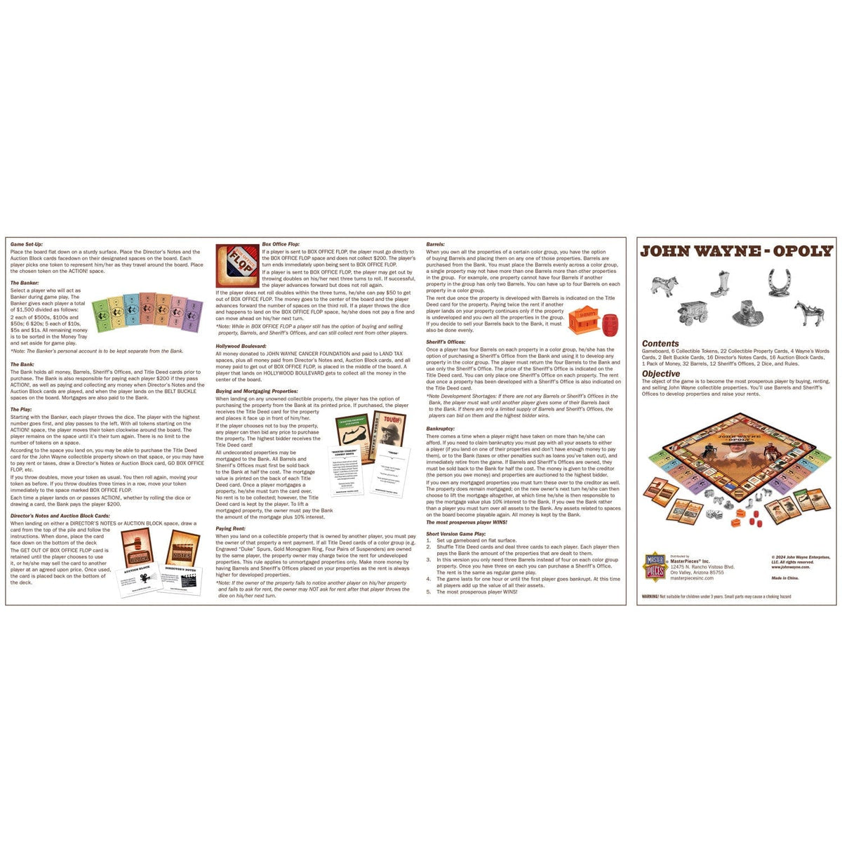 John Wayne Opoly Board Game