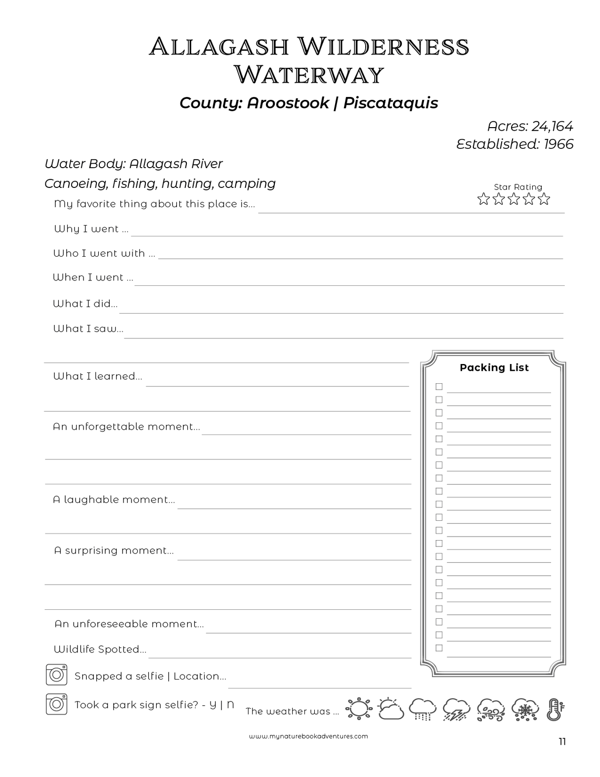 Maine State Parks - Adventure Planning Journal