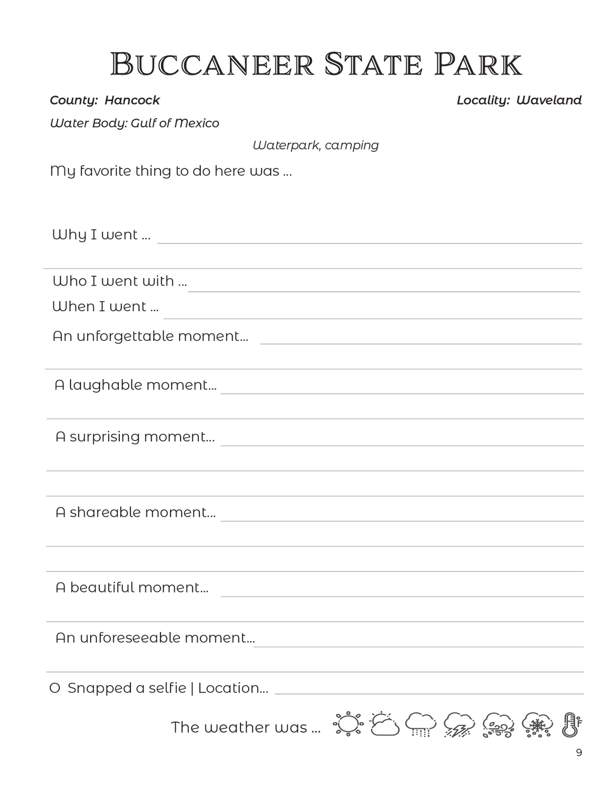 Mississippi State Parks - Adventure Planning Journal