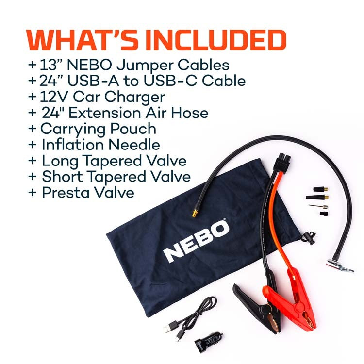 Nebo Assist Air 2000XP Jump Starter & Air Compressor with Large Screen