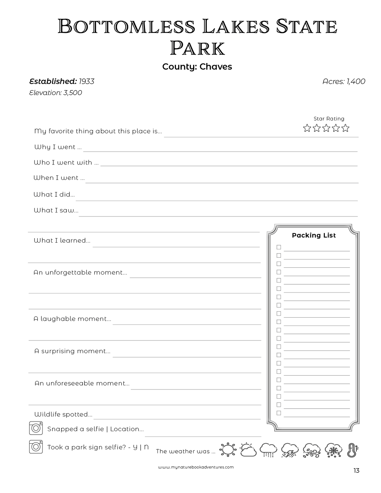 New Mexico State Parks - Adventure Planning Journal