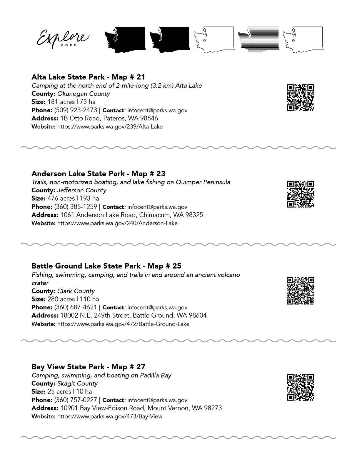 New - Washington State Parks - Adventure Book