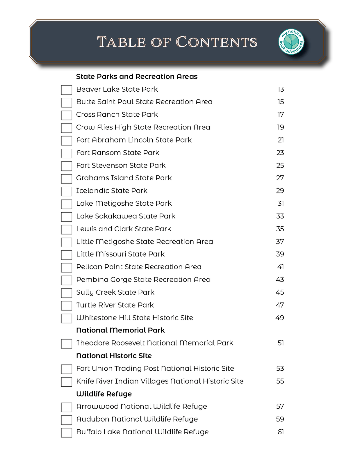 North Dakota State Parks - Adventure Planning Journal