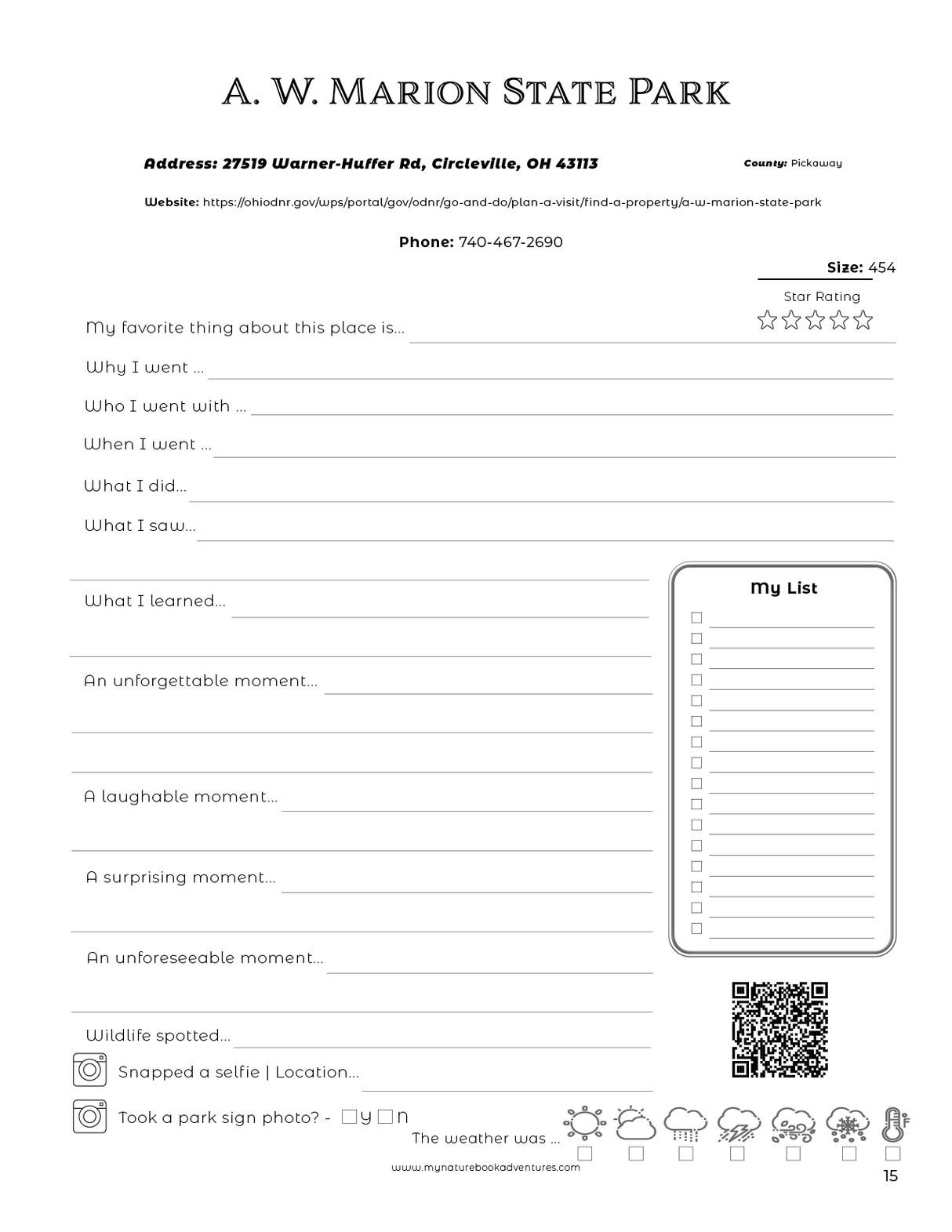 Ohio State Parks - Adventure Planning Journal