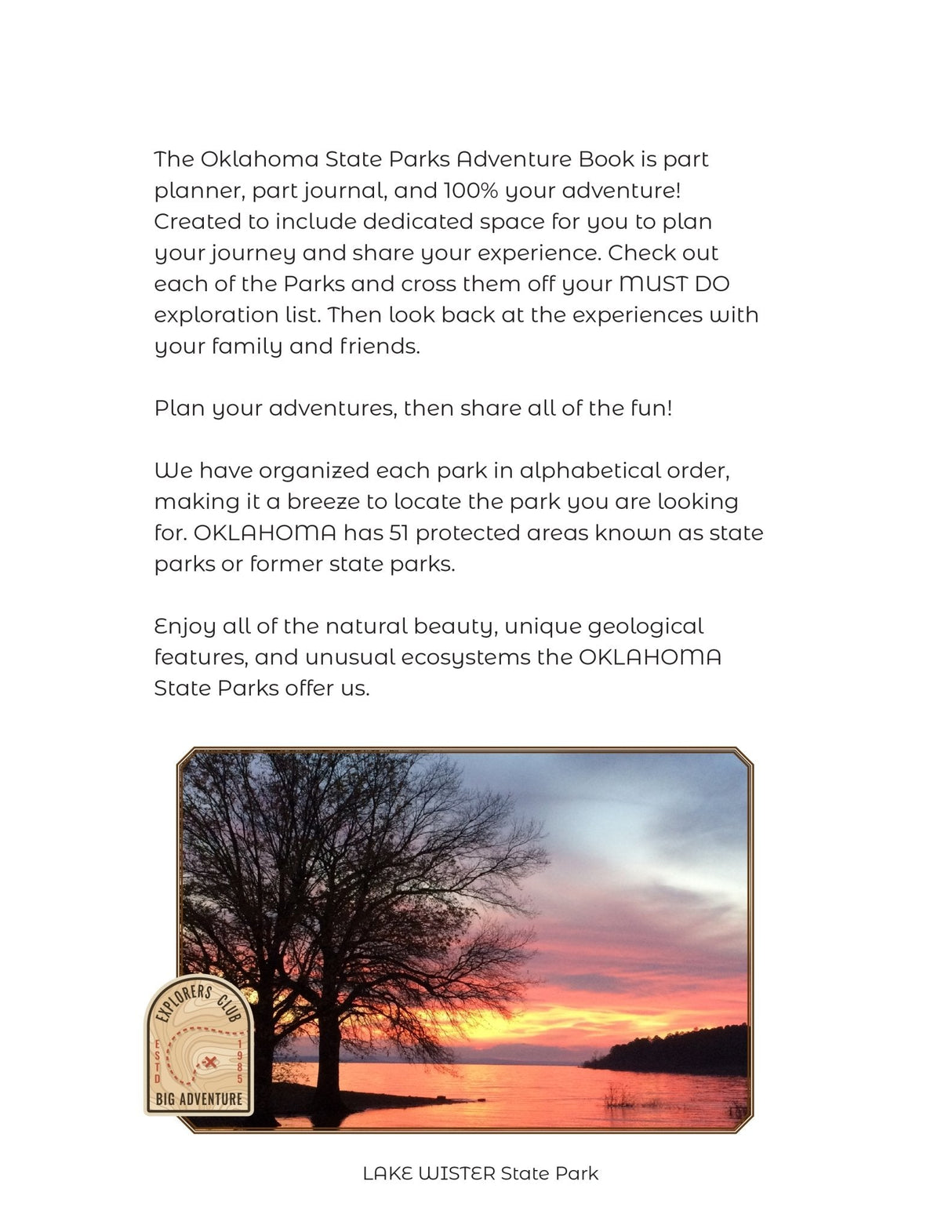 Oklahoma State Parks - Adventure Planning Journal