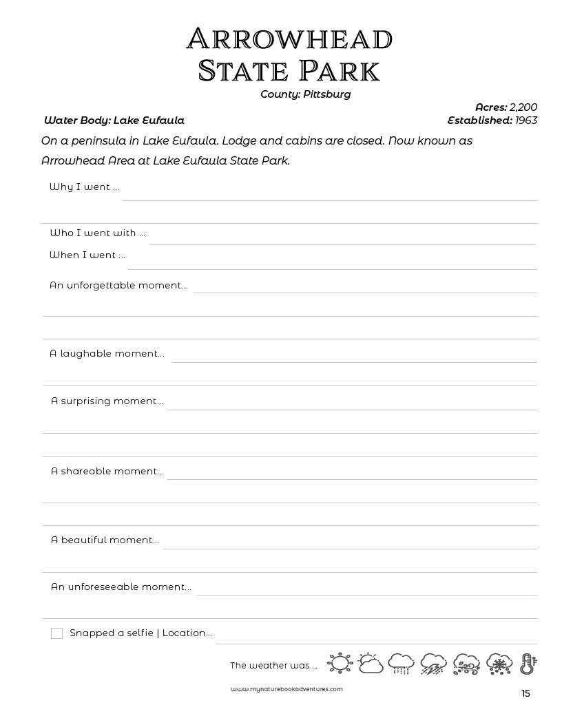 Oklahoma State Parks - Adventure Planning Journal