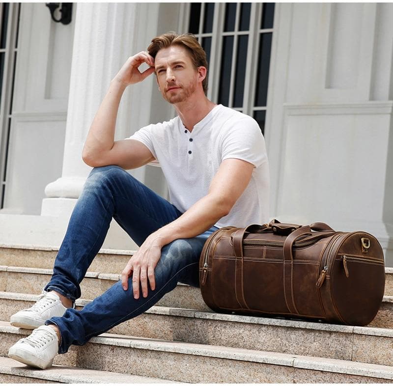 The Wainwright Weekender | Round Vintage Leather Weekender