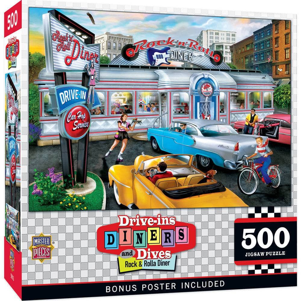 Drive-Ins, Diners & Dives - Rock & Rolla Diner 500 Piece Jigsaw Puzzle