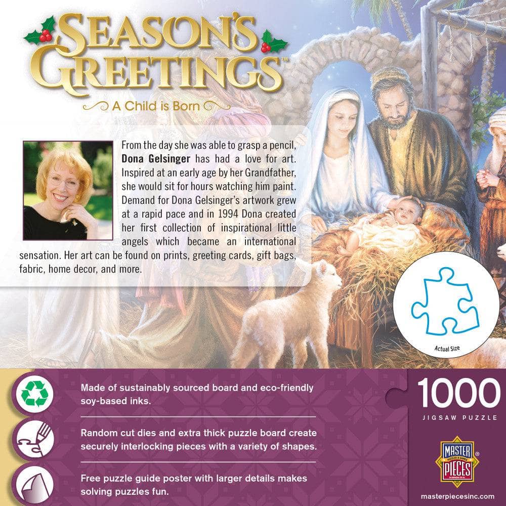 Season's Greetings - A Child is Born 1000 Piece Jigsaw Puzzle