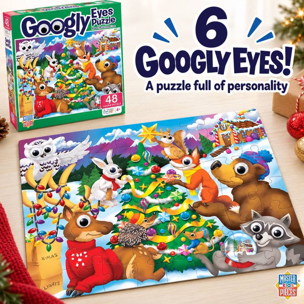 Googly Eyes - Around the Christmas Tree 48 Piece Jigsaw Puzzle