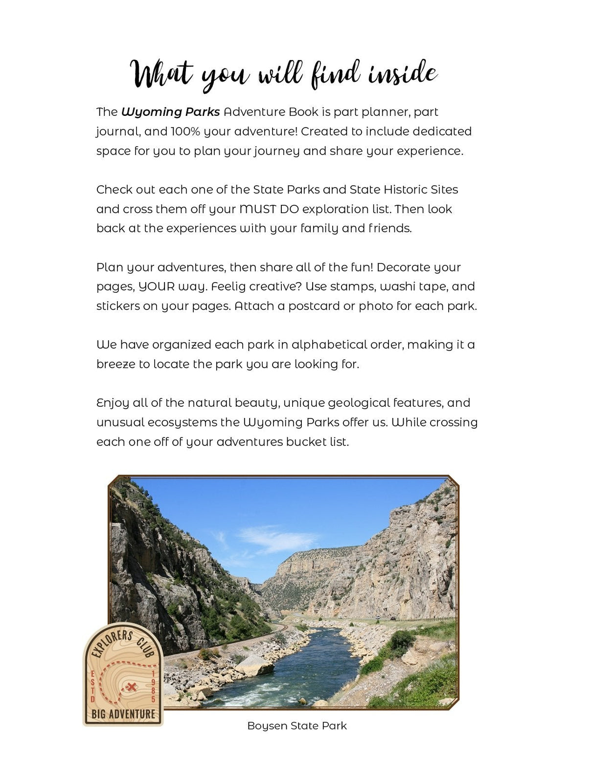 Wyoming State Parks - Adventure Planning Journal