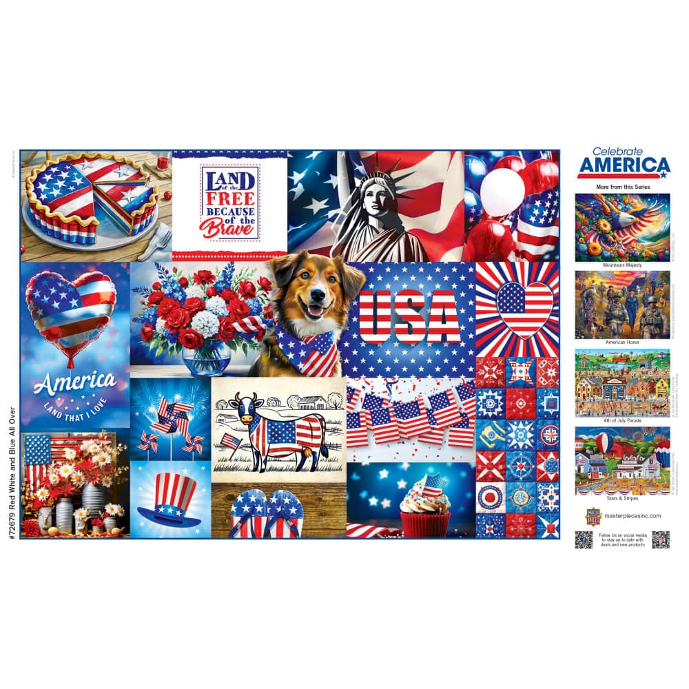 Celebrate America - Red, White, and Blue All Over 1000 Piece Jigsaw Puzzle